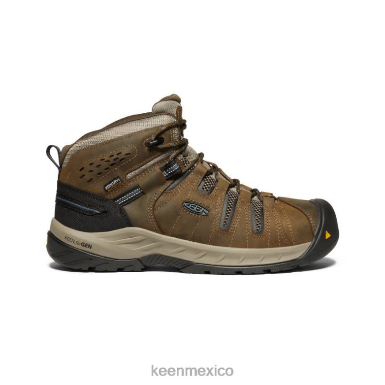 KEEN Bota impermeable Flint II (puntera de acero) hombres marrón cascada/azul orión calzado TXRFD181