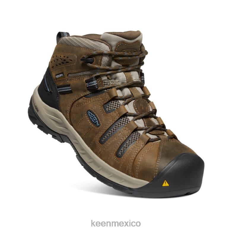 KEEN Bota impermeable Flint II (puntera de acero) hombres marrón cascada/azul orión calzado TXRFD181