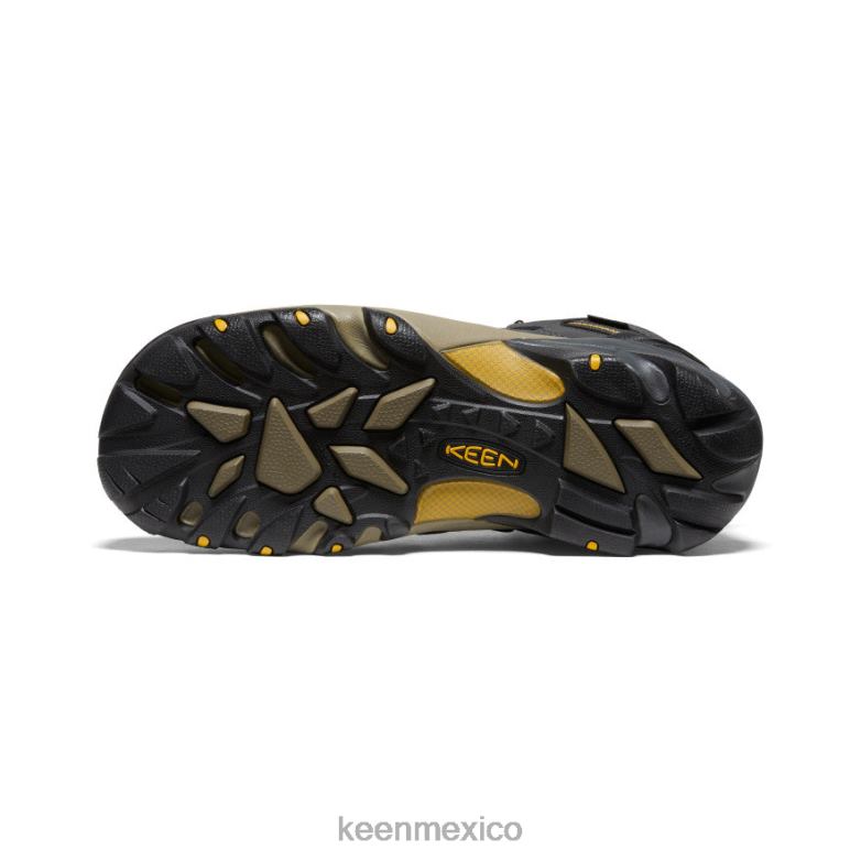 KEEN Lansing Mid impermeable (puntera de acero) hombres cuervo/olivo leonado calzado TXRFD91