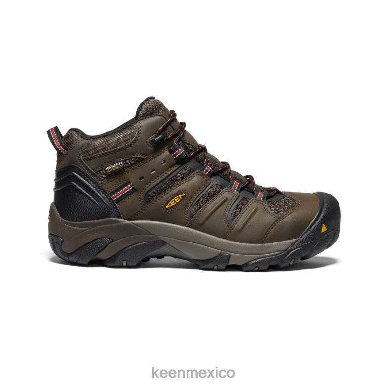 KEEN Lansing Mid impermeable (puntera de acero) hombres marrón cascada/atigrado calzado TXRFD92