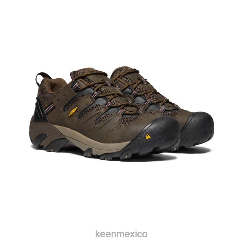 KEEN Lansing bajo (puntera de acero) hombres marrón cascada/ladrillo cocido calzado TXRFD302