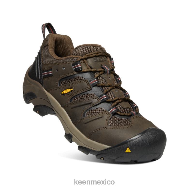 KEEN Lansing bajo (puntera de acero) hombres marrón cascada/ladrillo cocido calzado TXRFD302