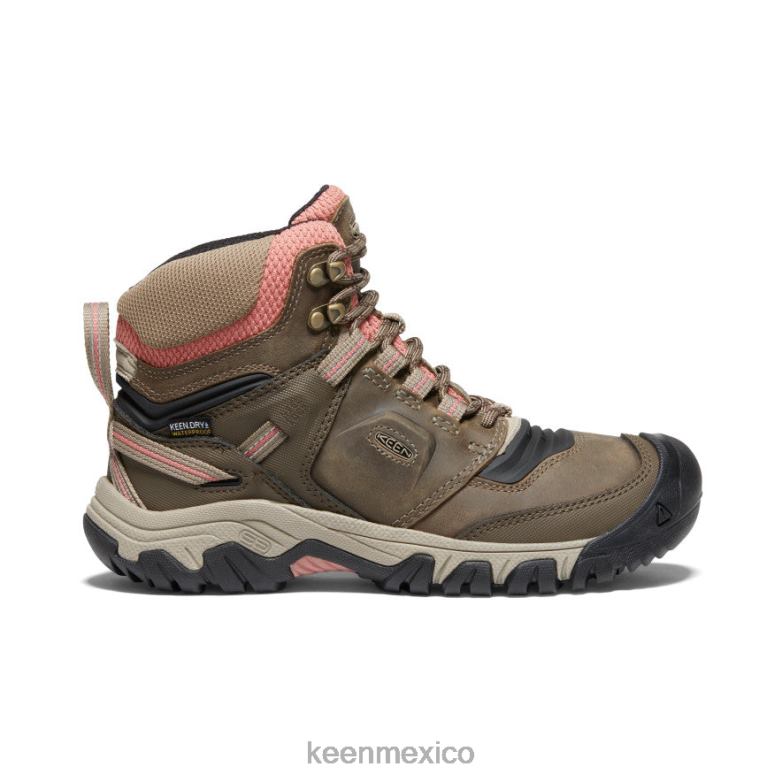 KEEN bota impermeable ridge flex mujer lobo de madera/polvo de ladrillo calzado TXRFD573