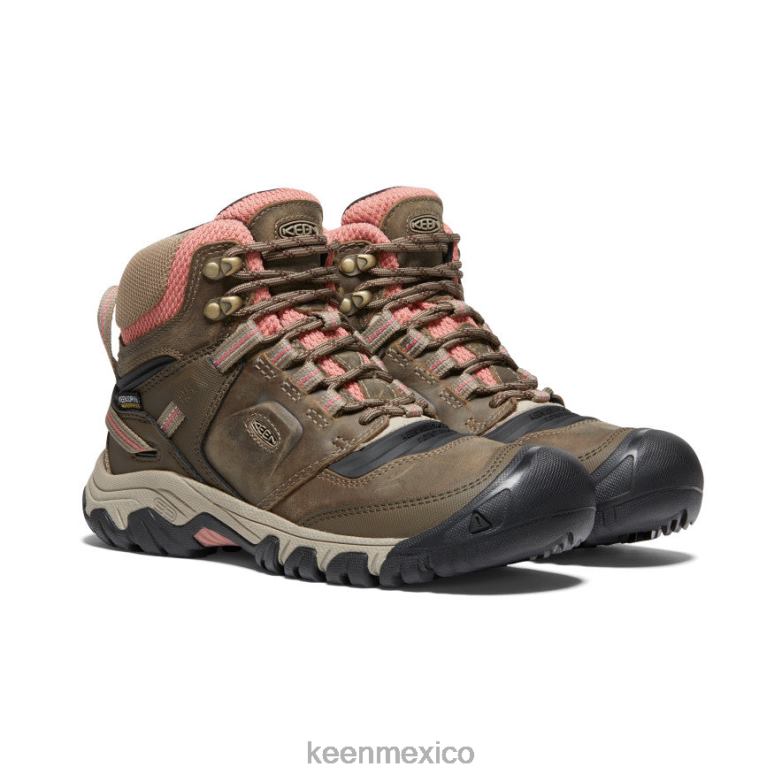 KEEN bota impermeable ridge flex mujer lobo de madera/polvo de ladrillo calzado TXRFD573
