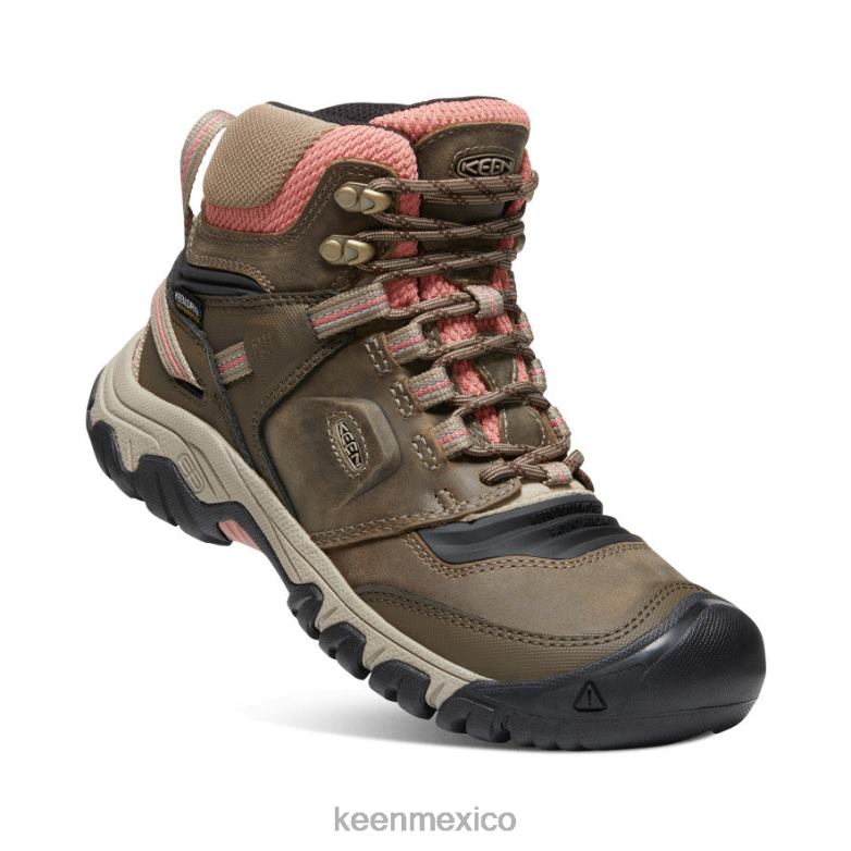 KEEN bota impermeable ridge flex mujer lobo de madera/polvo de ladrillo calzado TXRFD573