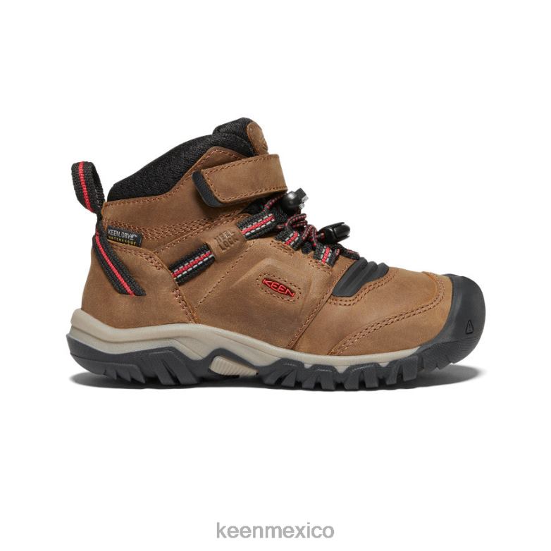 KEEN bota impermeable ridge flex pequeños niños bisonte/alfombra roja calzado TXRFD905