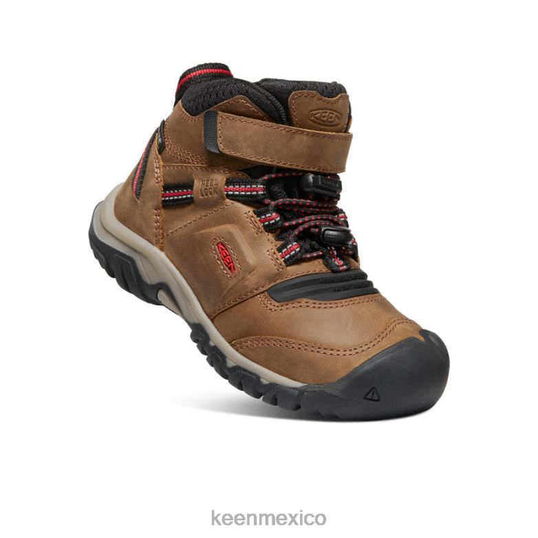KEEN bota impermeable ridge flex pequeños niños bisonte/alfombra roja calzado TXRFD905