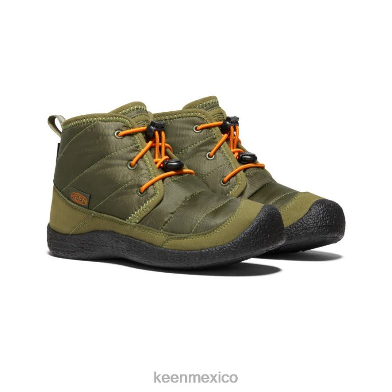 KEEN chukka impermeable howser ii niños grandes oliva capuleto/naranja rojizo calzado TXRFD936