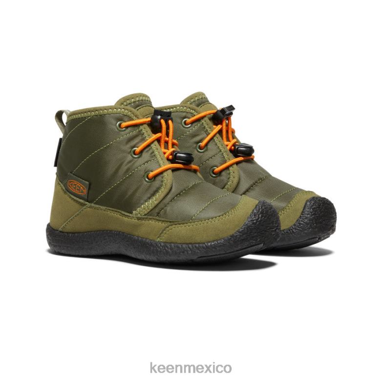 KEEN chukka impermeable howser ii pequeños niños oliva capuleto/naranja rojizo calzado TXRFD996
