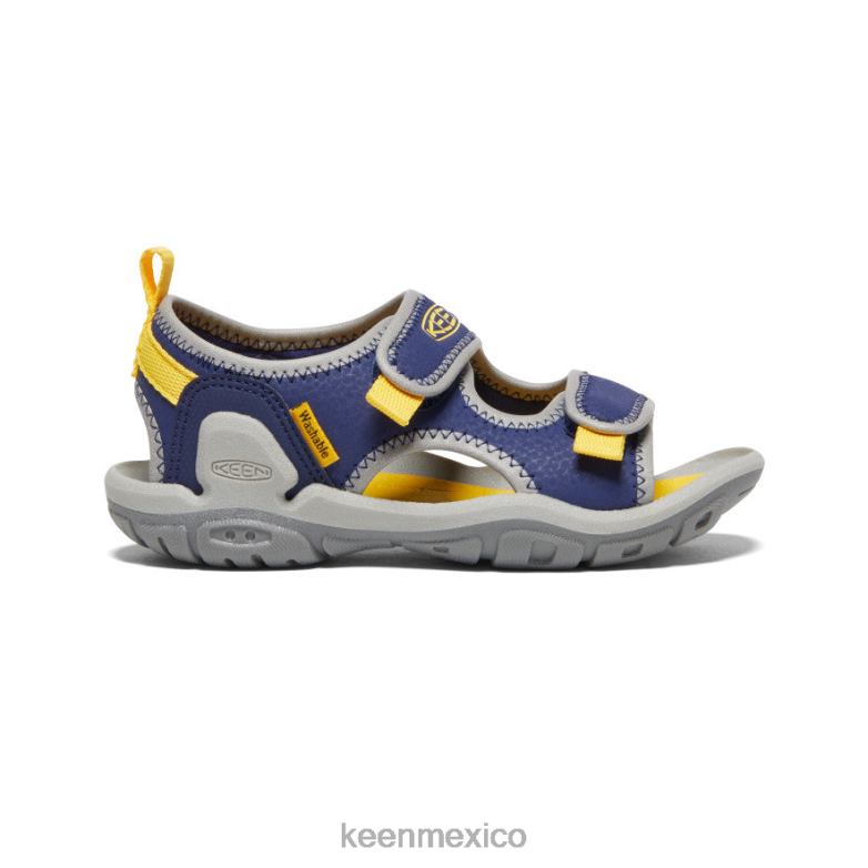 KEEN Knotch Creek con puntera abierta pequeños niños profundidades azules/amarillo calzado TXRFD771