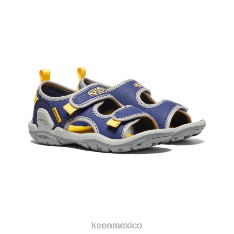 KEEN Knotch Creek con puntera abierta pequeños niños profundidades azules/amarillo calzado TXRFD771