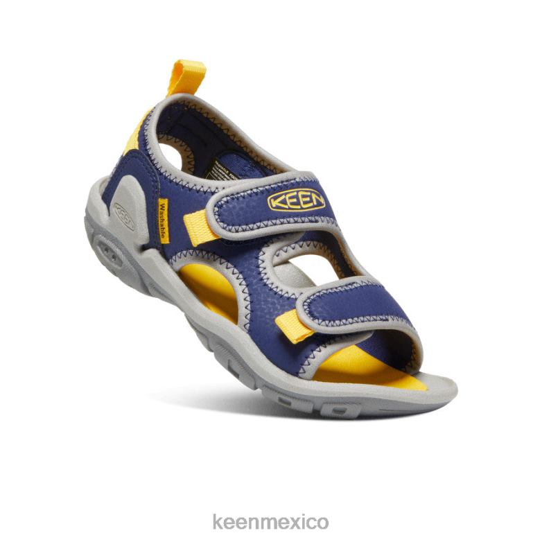 KEEN Knotch Creek con puntera abierta pequeños niños profundidades azules/amarillo calzado TXRFD771