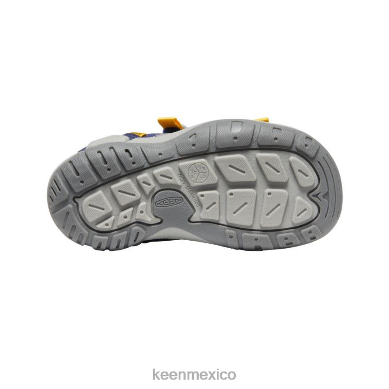KEEN Knotch Creek con puntera abierta pequeños niños profundidades azules/amarillo calzado TXRFD771