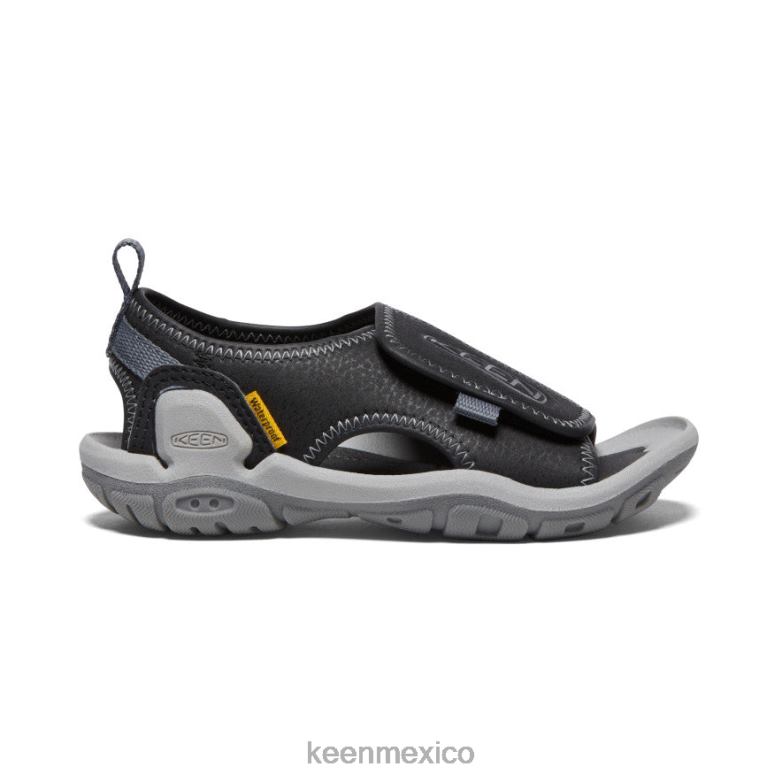 KEEN Knotch River con puntera abierta pequeños niños negro/gris acero calzado TXRFD930