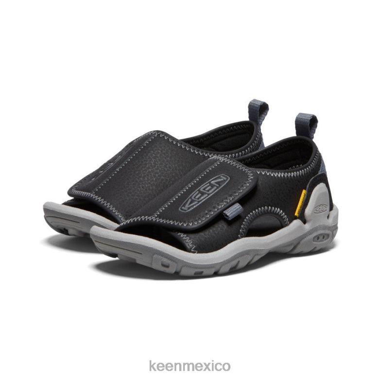 KEEN Knotch River con puntera abierta pequeños niños negro/gris acero calzado TXRFD930