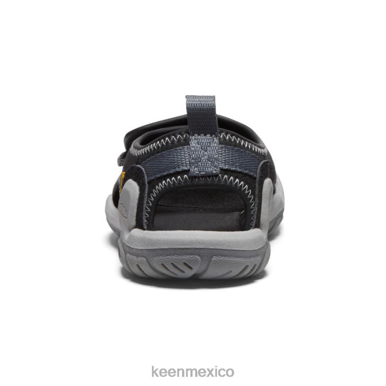 KEEN Knotch River con puntera abierta pequeños niños negro/gris acero calzado TXRFD930