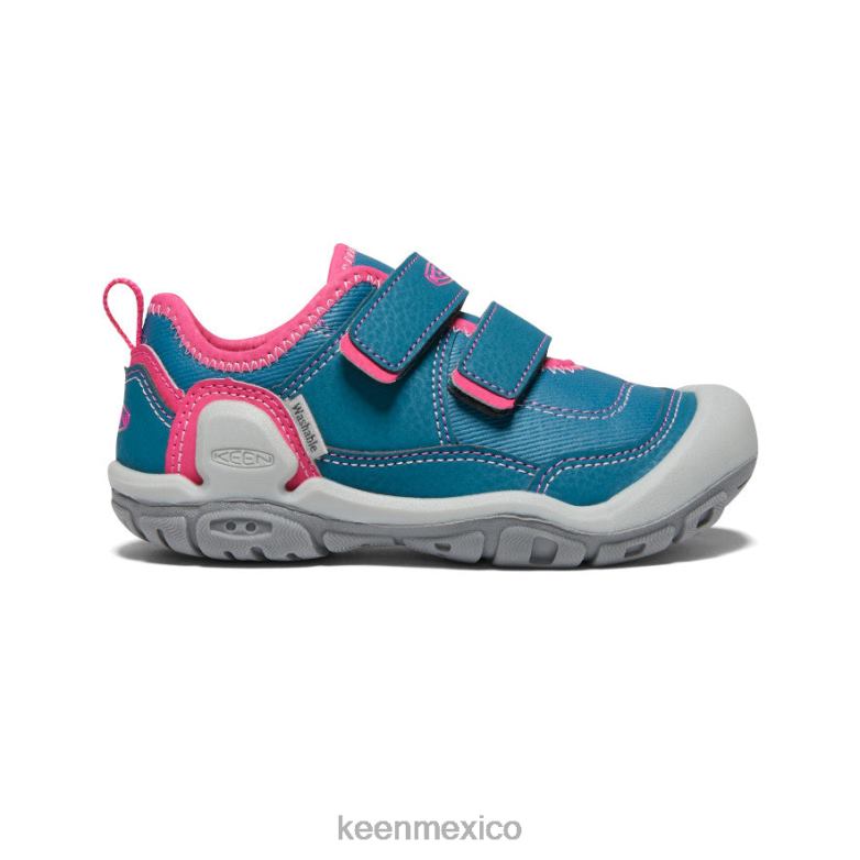 KEEN tenis con doble tira hueca y nudo pequeños niños coral azul/pavo real rosa calzado TXRFD942