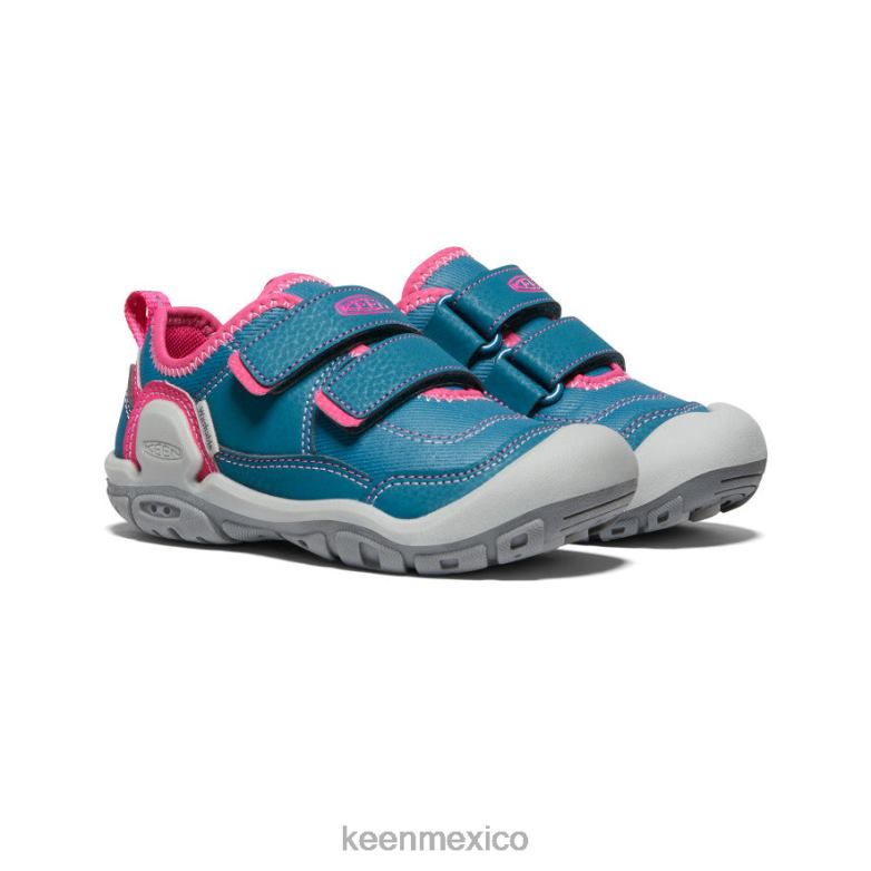 KEEN tenis con doble tira hueca y nudo pequeños niños coral azul/pavo real rosa calzado TXRFD942